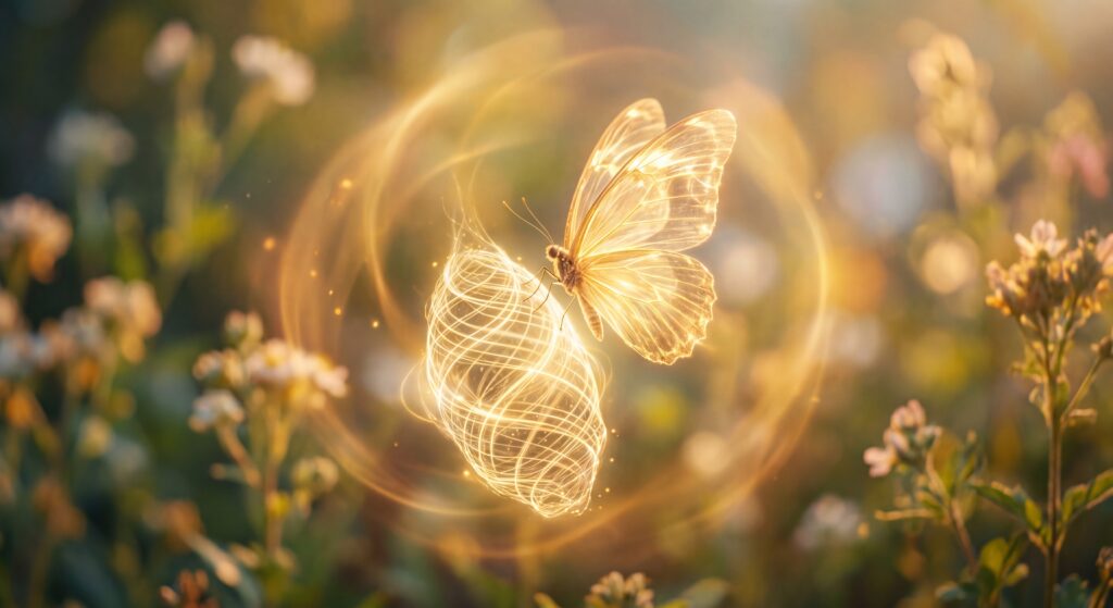 papillon lumineux symbolisant les bienfaits soins énergétiques à Blois et la transformation intérieure"