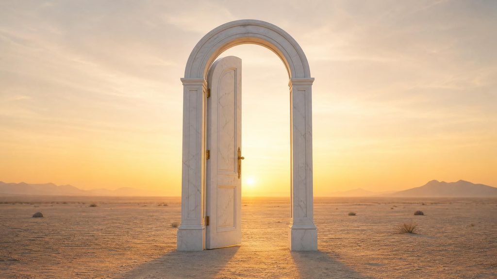 Une porte qui s'ouvre vers la lumière. Une liberté face au courage de poser ses limites sereinement sans culpabilité.